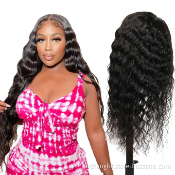Hanfan High Quality Human Hair Wigs Virgin Remy Brazilian HD Transparent Frontal Deep Curly Wave Lace Front Wig For Black Women